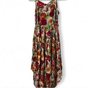 Fall Cottage Floral Romper- flowy pant jumpsuit with pockets- Med